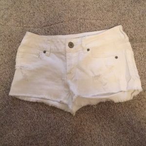 American eagle white jean shorts size 0